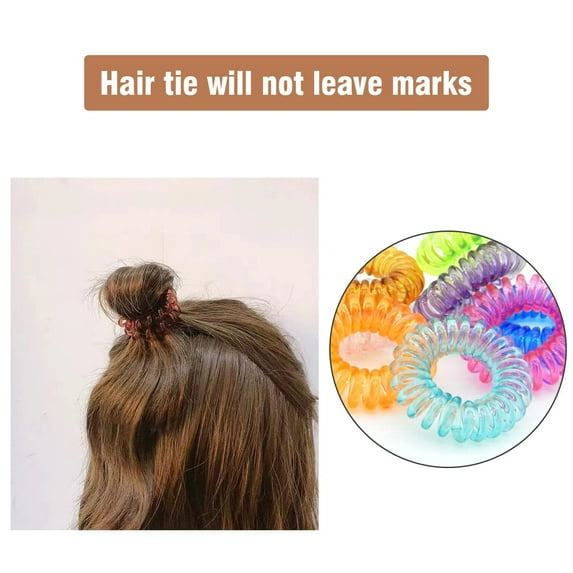 20 Pcs Spiral Hair Ties, Clear Candy Colorful No Crease Hair Ties, Ponytail Headband, Elastic Coil Hair Ties, Teleties Headband for Women Girls Curly Hair, Straight Hair