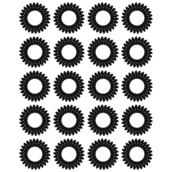 20 Pcs Spiral Hair Ties, TailaiMei No Crease Coil Hair Ties, Phone Cord Hair Ties for Thick Hair - Women Ponytail Holder Elastics(Black)