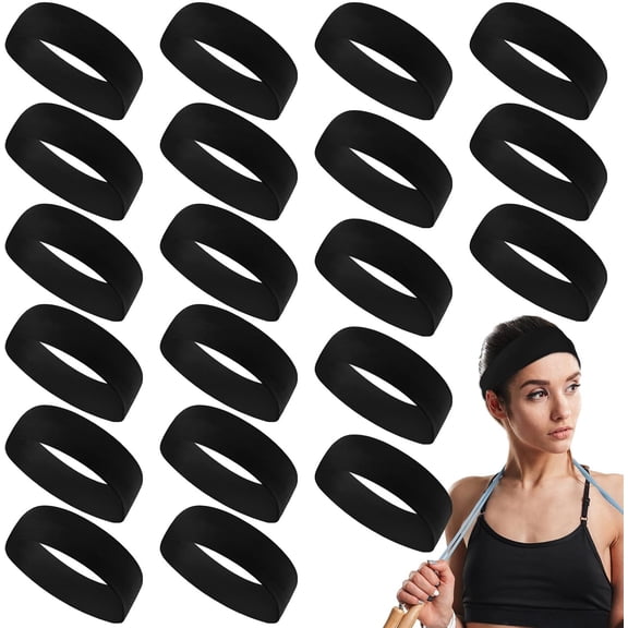 20 Pcs Sport Stretchy Headbands for Girls Women Non Slip Soft Fabric Elastic Headband Bulk for Yoga DIY Team Gifts
