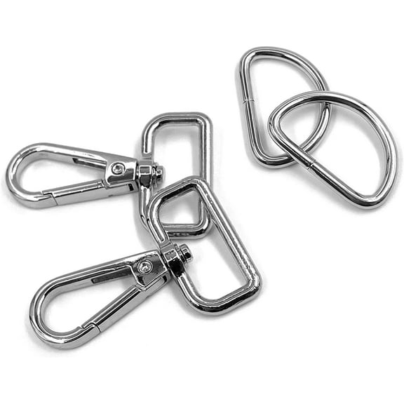 20 Pcs Square Ring Lobster Clasp Claw Swivel with D Rings for Strap Push Gate Lobster Clasps Hooks Swivel Snap Fashion Clips (Silver 1 inch)