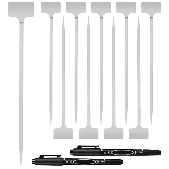 20 Pcs Stainless Steel Plant Labels with 2 Markers, 12.75 Inch Metal Waterproof Plant Markers, Reusable Nursery Tags for Garden, Succulents, Seedlings