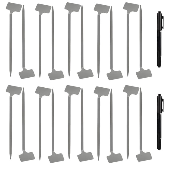 20 Pcs Stainless Steel Plant Labels with 2 Markers – 12.8” Metal Waterproof Garden Tags, Reusable Nursery Markers for Outdoor Plants & Seedlings