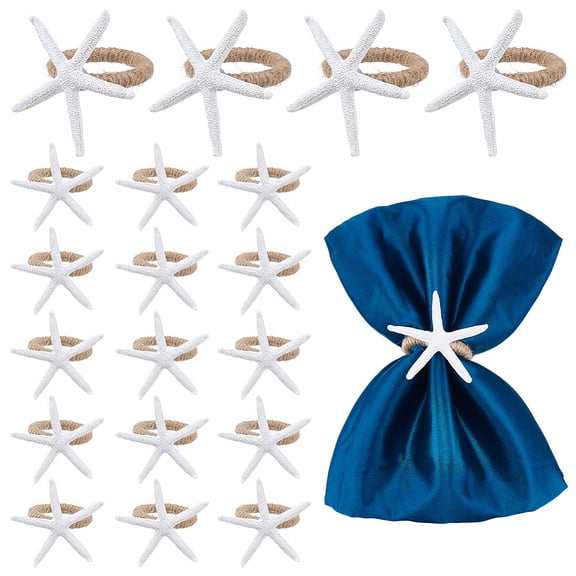 20 Pcs Starfish Napkin Rings Set White Coastal Wedding Decor Seashell Napkin Holders