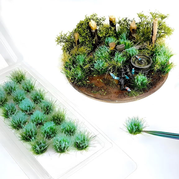20 Pcs Static Grass Bushy Tufts Lowland Shrubs Scenery DIY Miniature for Train Landscape Railroad Scenery Sand Military Layout Model War Gaming Terrain(Blue)