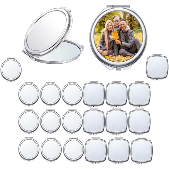 SCCFMM 20-Pack Sublimation Blank Compact Makeup Mirror Folding Pocket Handheld Mirror DIY Heat Transfer Small Gifts for Women