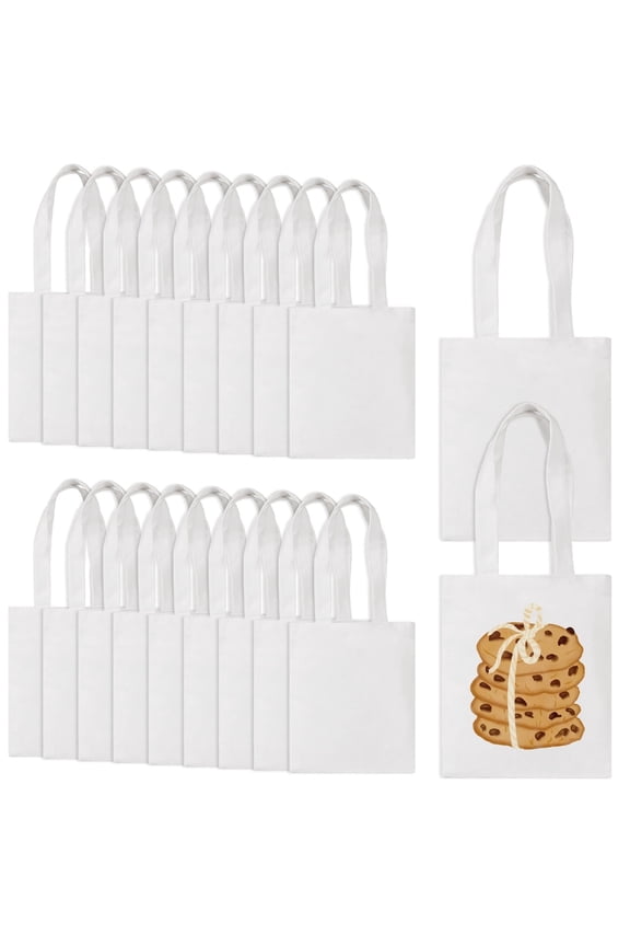 20 Pcs Sublimation Tote Bags,Blank Reusable Canvas Carryalls,DIY Craft Blank Grocery Bags,Ideal for Custom Projects, Events,Bulk Presents