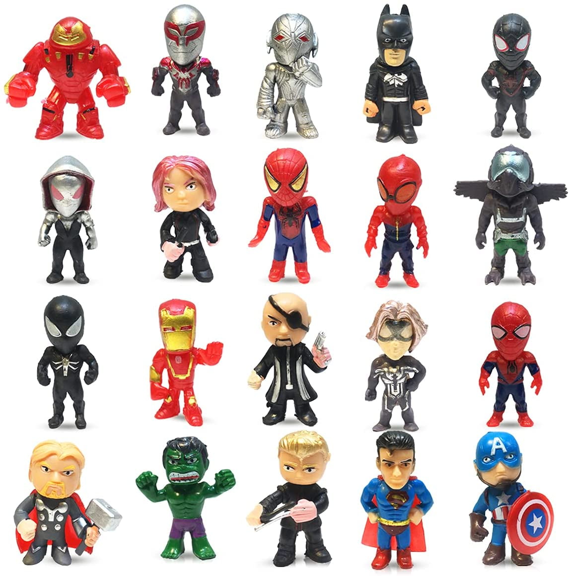 20-Piece Multicolor PVC Superhero Mini Action Figures Set