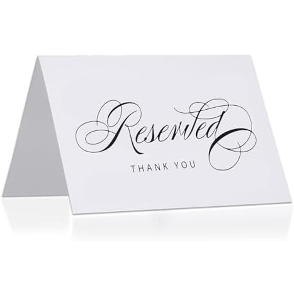 20 Pcs Table Top Reserved Sign, Reserved Table Signs for Wedding, 4 x 6 Inch Reserved Tables Tent Card Double Sided White Place Cards for Party Restaurant Reception Business Meeting