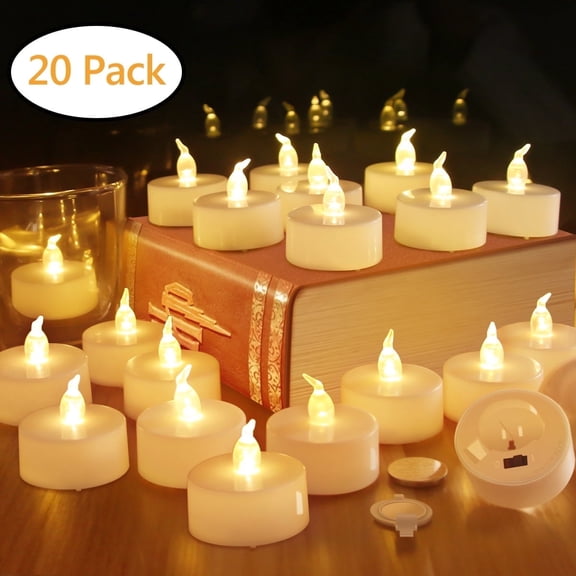 20 Pcs Tea Lights Flameless Candles LED TeaLight Fake Candles Battery Operated for Valentine Day Christmas Wedding Party Decorations