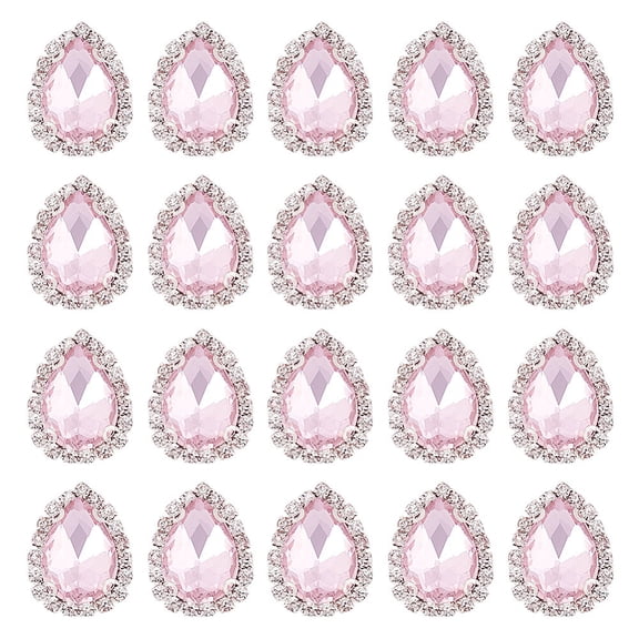 20 Pcs Teardrop Sew on Rhinestones Flatback Glass Sewing Rhinestones Stone with Silver Prong Settings Rhinestone Buttons