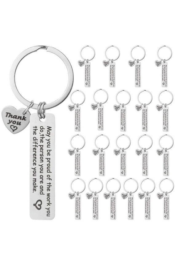 20 Pcs Thank You Gifts Keychains, Appreciation Stainless Steel Keychains for Women Men Employee, May You Be Proud of the Work You Do Keychains for Employee Coworker Teacher
