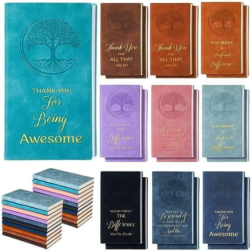 20 Pcs Thank You Gifts Leather Journal Notebook Bulk A6 Employee Appreciation Gifts Leather Notebooks Writing Journal Inspirational Notebook Pocket Notepad for Women Men Employee$$Office