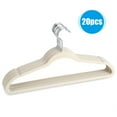 thumbnail image 1 of 20 Pcs Thin Flocking Hangers Non Slip Clothes Suit Shirt Pant Hangers Organization Home Ivory, 1 of 1