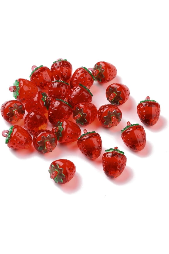 20 Pcs Transparent Acrylic Pendants Strawberry Pendant Accessory Red Pendant Decoration for Women Birthday Festival Elegant Gifts DIY Personalized Jewelry 18x13.5mm Hole: 1.6mm for DIY