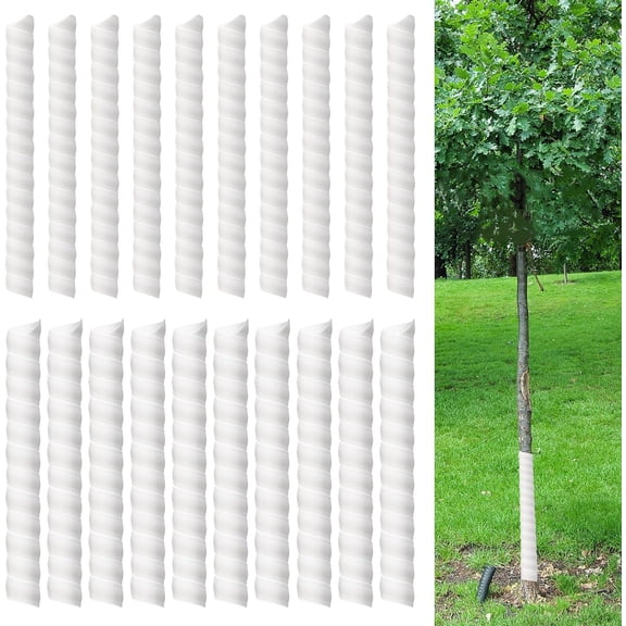 20 Pcs Tree Trunk Protector-2 Size Plastic Spiral Tree Guard Tree Trunk Protector Wrap Tree Bark Protector Tube Tree Wraps to Protect Bark Tree Saplings from Rodents Rabbit Mowers (White)