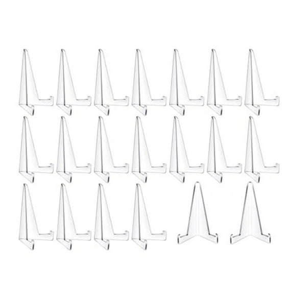 20 Pcs Triangle Acrylic Easel Stands for Display Mini Picture Frame Stand Plate Holders Photo Holder Stand