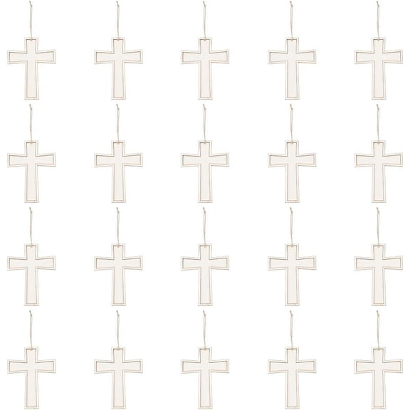 20 Pcs Unfinished Cutout 187mm(7.36inch) Total Long Floral White Boxwood Unfinished Wooden Crosses Wood Blank for Church & Sunday School Crafts DIY Home Wall Decor