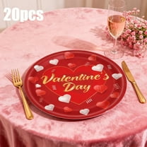 20 Pcs Valentine's Day Dinner Plate Set Red Heart Design Gold Cursive Script Romantic Dining Collection Valentine Decor Valentine's Day Gift