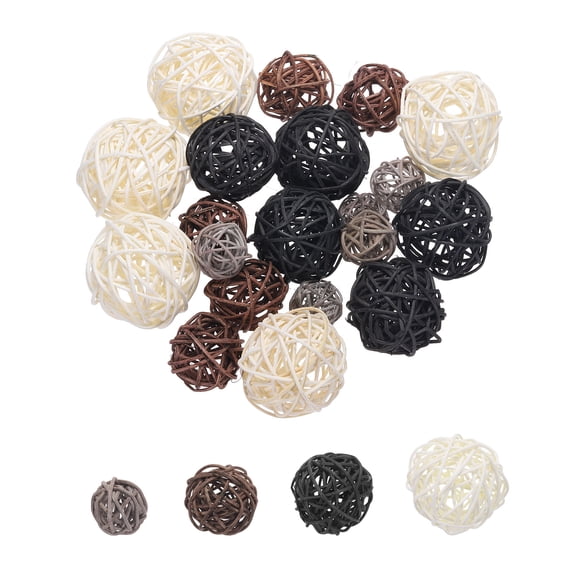 20 Pcs Vase Filler Decorative Balls, 2.4/2/1.6/1.2" White/Black/Coffee/Gray Wicker Rattan Decor