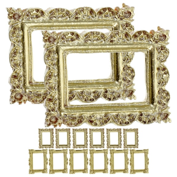 20 Pcs Vintage Picture Frames Gold Photo Frames Mini Picture Frames Gold Decor DIY Picture Frame Photo Frame Ornaments Accessories Resin