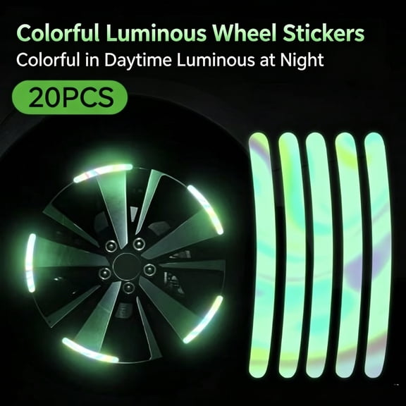 20 Pcs Waterproof Reflective Wheel Decals, Night Warning Stickers for Bicycle, Motorcycle and Car