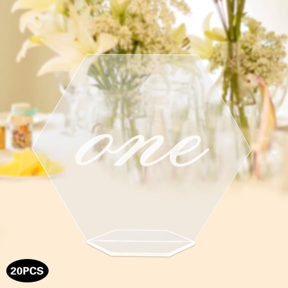 20 Pcs Wedding Party Centerpieces Table Numbers Acrylic Hexagon Seat Cards 1-20