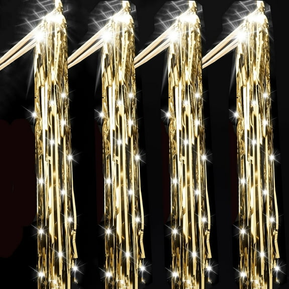 20 Pcs Wedding Wands with LED Light,Bexikou Wedding Glitter Foil Tinsel, Light up Wedding Streamers for Wedding Send off and Exits Baby Shower Birthday Party Favors(Champagne)