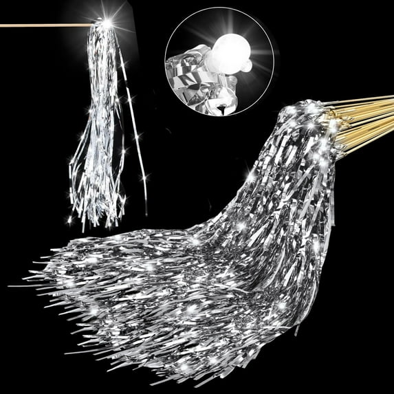 20 Pcs Wedding Wands Ribbon,Bexikou LED Tinsel Wedding Wands,Wedding Fairy Wands for Wedding Birthday Party Favors