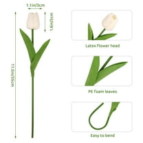 20 Pcs White Flowers Artificial Tulips Fake Silk Flowers 12" in Bulk Home Kitchen Christmas Wedding Decor Spring Thanksgiving Table Bouquet Decorations Floral Arrangements Real Touch Plants