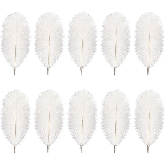 20 Pcs White Ostrich Feathers,8-10 inch (20-25cm)Feathers, Feathers for Crafting,Craft Feathers for Centerpiece Table Decorations, Home Decorations, Black Party Decorations