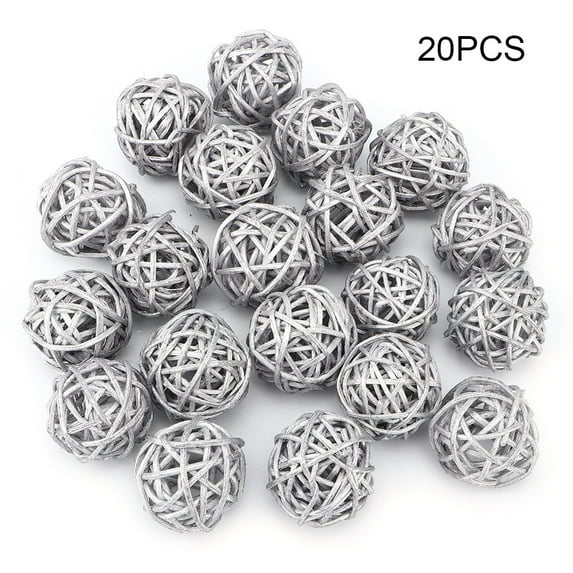 20 Pcs Wicker Rattan Balls Decorative Orbs Vase Fillers for Craft DIY, Party, Wedding Decoration, Aromatherapy Accessories, Garden Decoration