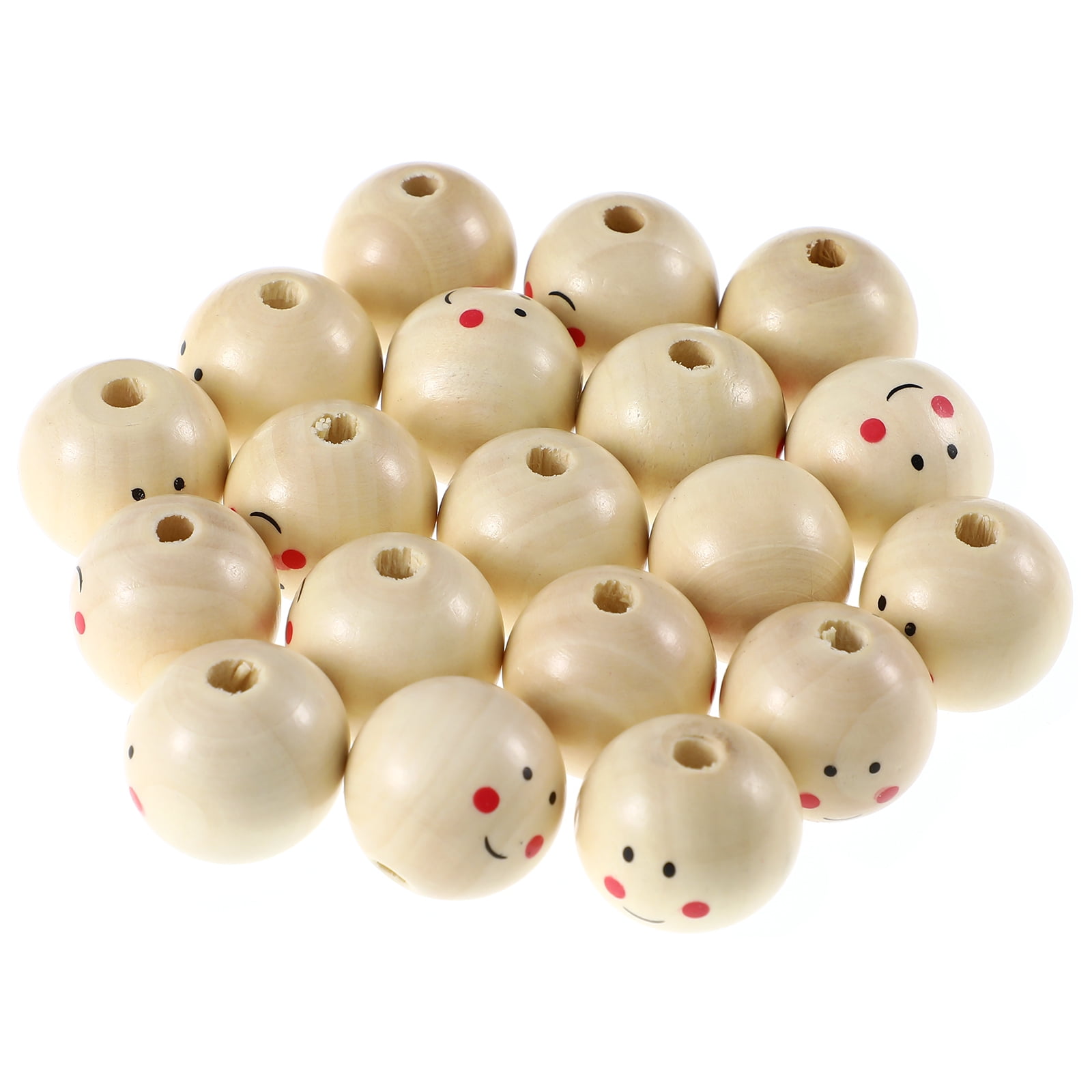 20 Pcs Wood Beads Decors Smile for Jewelry Making DIY Craft Accessories Crafts Wooden Men and