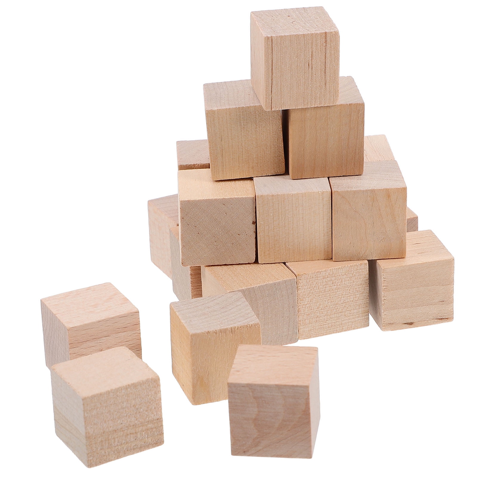20 Pcs Wooden Block Toys Wood Stacking Toy Colored Square Blocks Blank Square Blocks Wood Blocks for Crafts