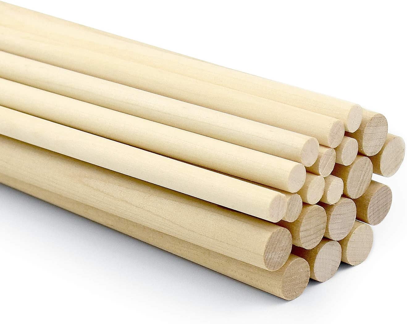 20 Pcs Wooden Dowel Rods for Craft, Unfinished Natural Wood Craft Dowel Sticks 1/4 Inch / 2/5 Inch x 12 Inch