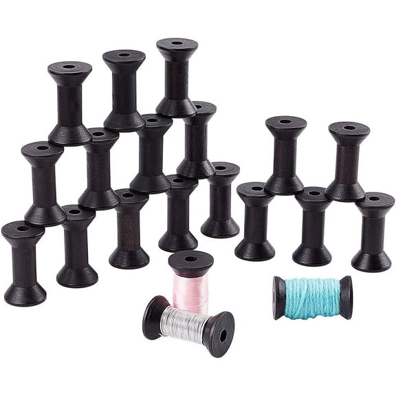 20 Pcs Wooden Empty Spools 1.9 inch Empty Thread Spools Wire Weaving Bobbins for DIY