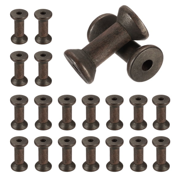 Uxcell 20 Pcs Wooden Spool for Craft 1.6" Wooden Empty Spools Wooden Ribbon Spools for Thread Twine Ribbon Coffee