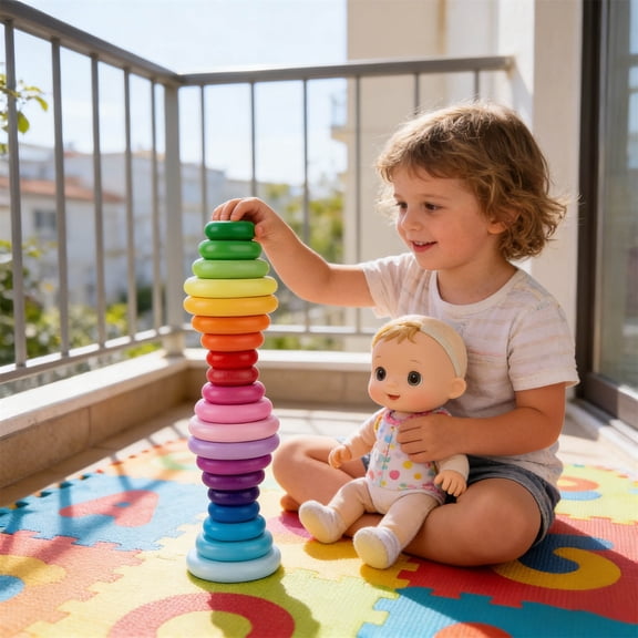 20 Pcs Wooden Stacking Blocks, Sorting Stacking Rocks, Balancing Educational Toys for Kids Toddlers Preschool Learning