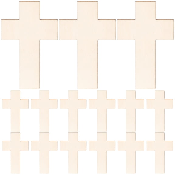 20 Pcs Woody Toy Jesus Decor Cross Wooden Slices Easter Party Gift Tags Toys for Crafts Child