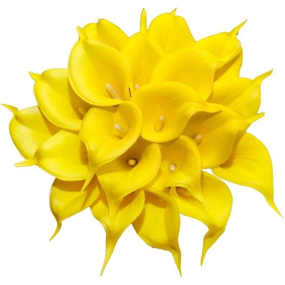 20 Pcs Yellow Calla Flowers,Artificial Flowers,Lifelike Fake Flowers,Bulk Real Touch Artificial Calla Lily Flowers for Spring Flowers,Home,Kitchen,Wedding Decorations