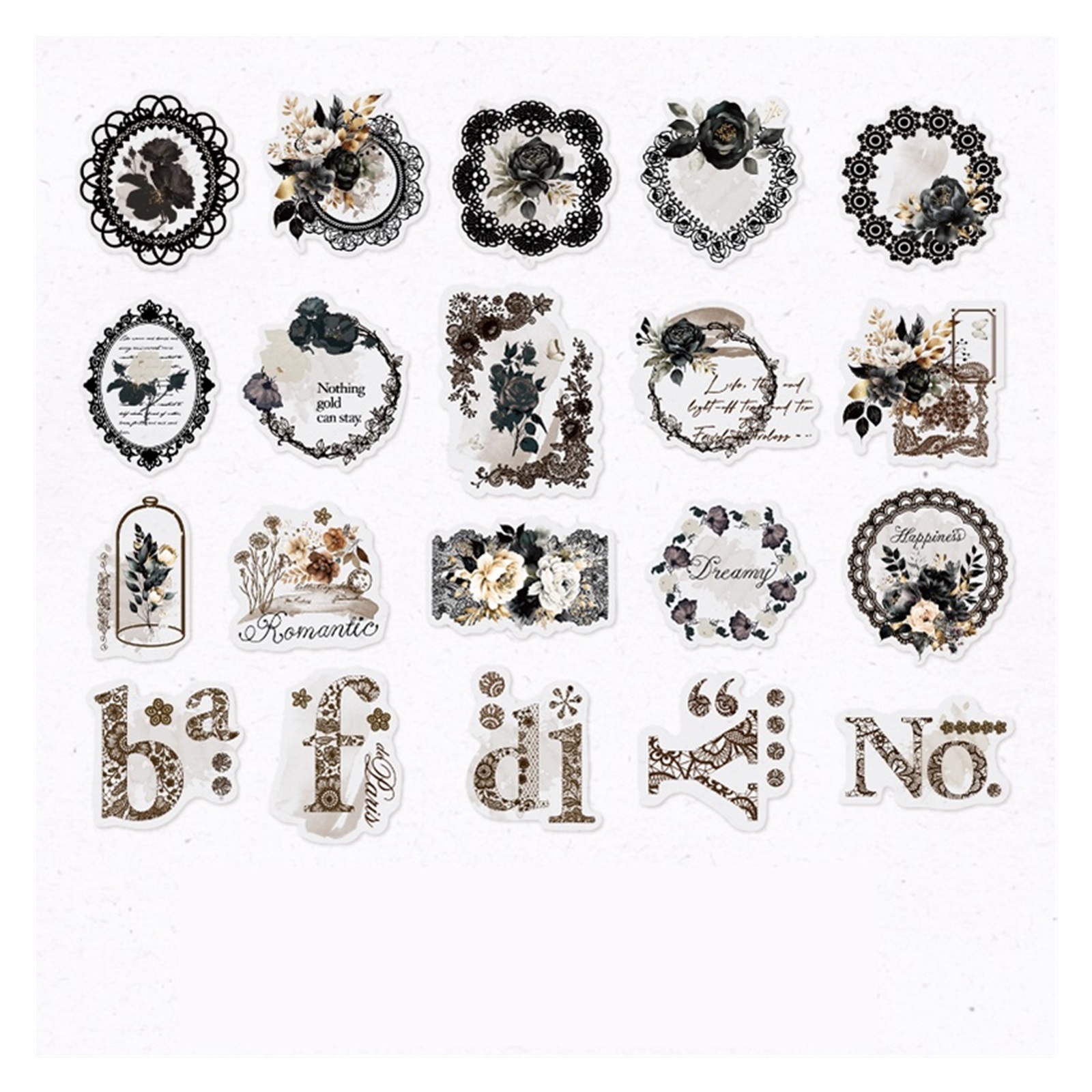 20 Pcs/pack Vintage Stickers Decorative Scrapbooking Adhesive DIY Diary