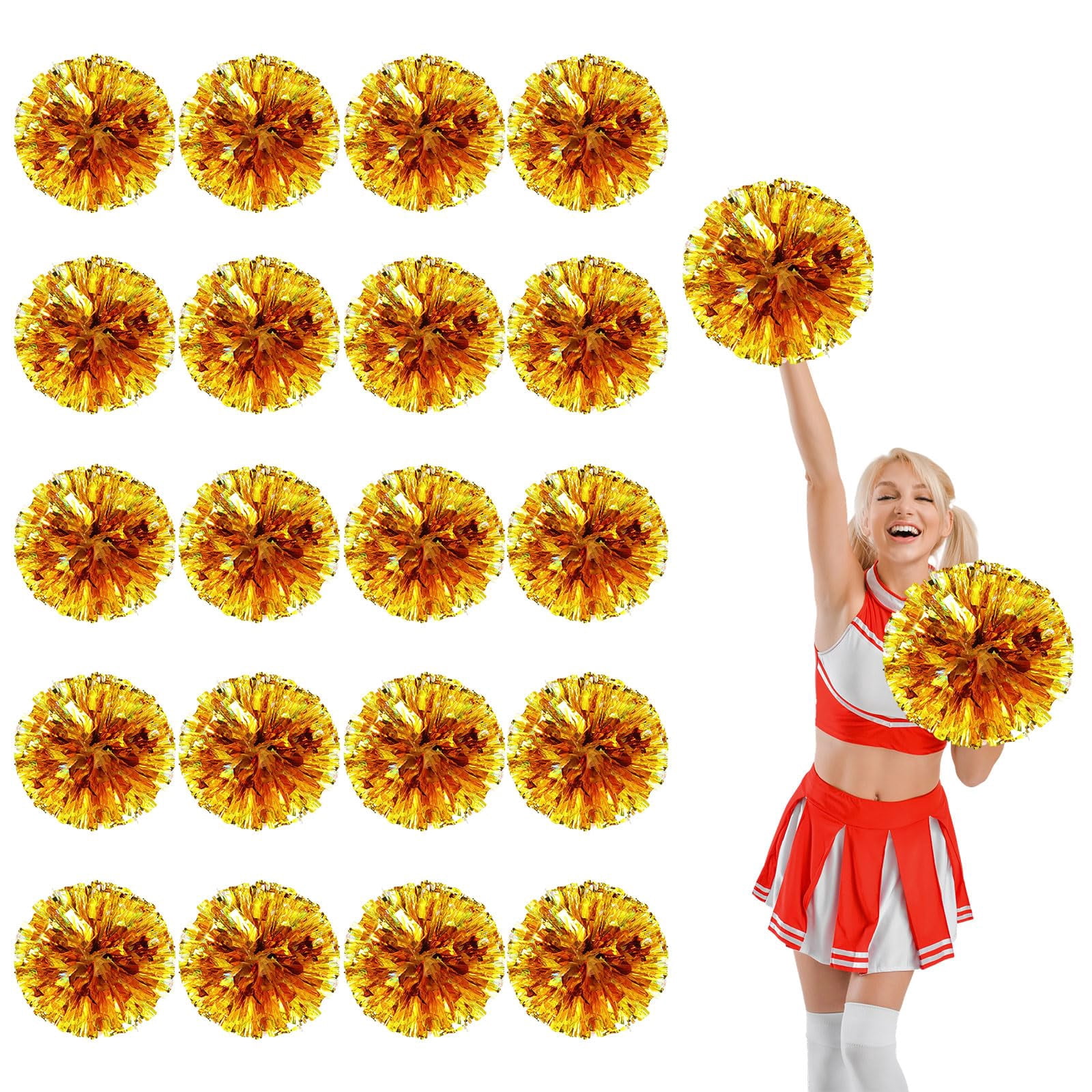 20 Pcs pom poms Cheer,pom poms Cheerleading with Four Finger Payment Cheer Pom Pomsfor Dance, Matches