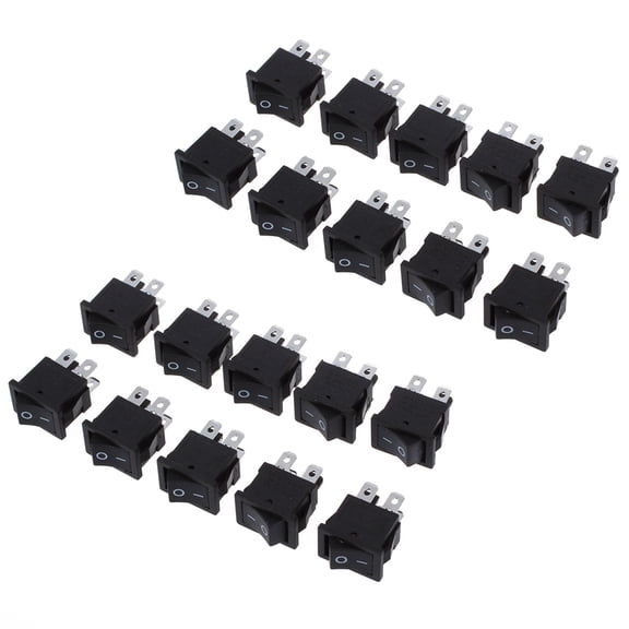 20 Pcs x 4 Pin On-Off 2 Position DPST Boat Rocker Switches 10A/125V 6A/250V AC,20 x Rocker Switches,Black & Silver