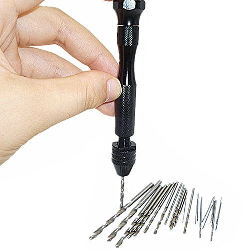 20 PcsHSS Micro Twist Drill Bits with Aluminum Small Pin Vise Hand Drill Bit for Shells Jewelry Making Model Craft DIY Tool,0.5mm-3mm