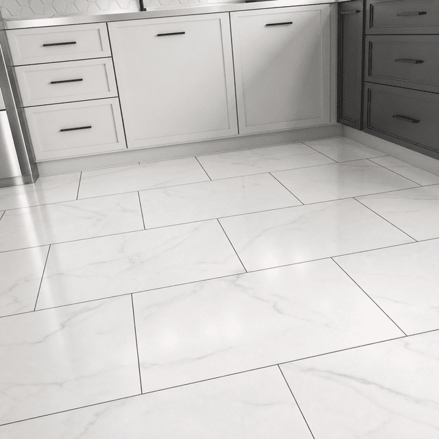 20 Peel And Stick Floor Tile Bathroom Waterproof White Marble Vinyl ...
