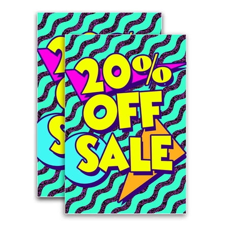 20 Percent Off Sale (24" X 36") Vinyl Decal Only (Pack of 2) |Sign|Sticker|Poster