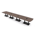 thumbnail image 1 of 20 Person Arc Rectangle Powered Modular Conference Table Double Black Bases, 1 of 7