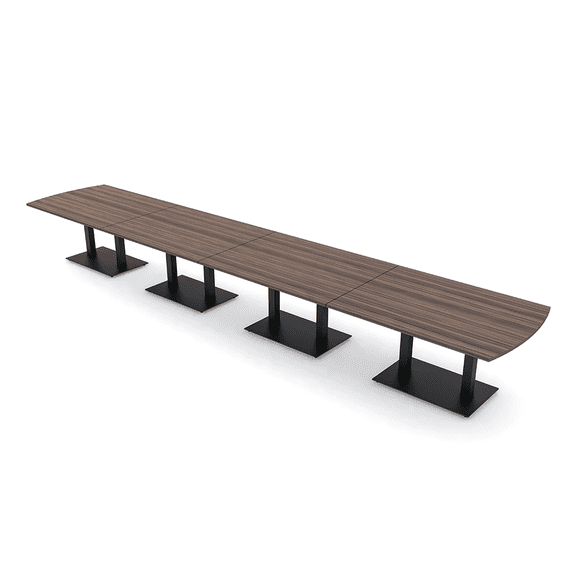 20 Person Arc Rectangle Powered Modular Conference Table Double Black Bases