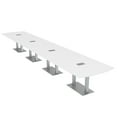 thumbnail image 1 of 20 Person Arc Rectangle Powered Modular Conference Table Square Bases, 1 of 7