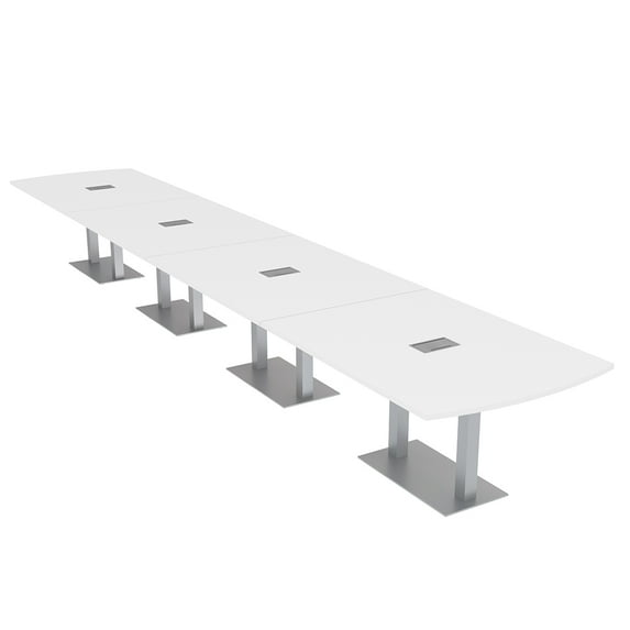 20 Person Arc Rectangle Powered Modular Conference Table Square Bases