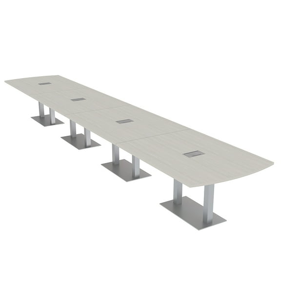 20 Person Arc Rectangle Powered Modular Conference Table Square Bases